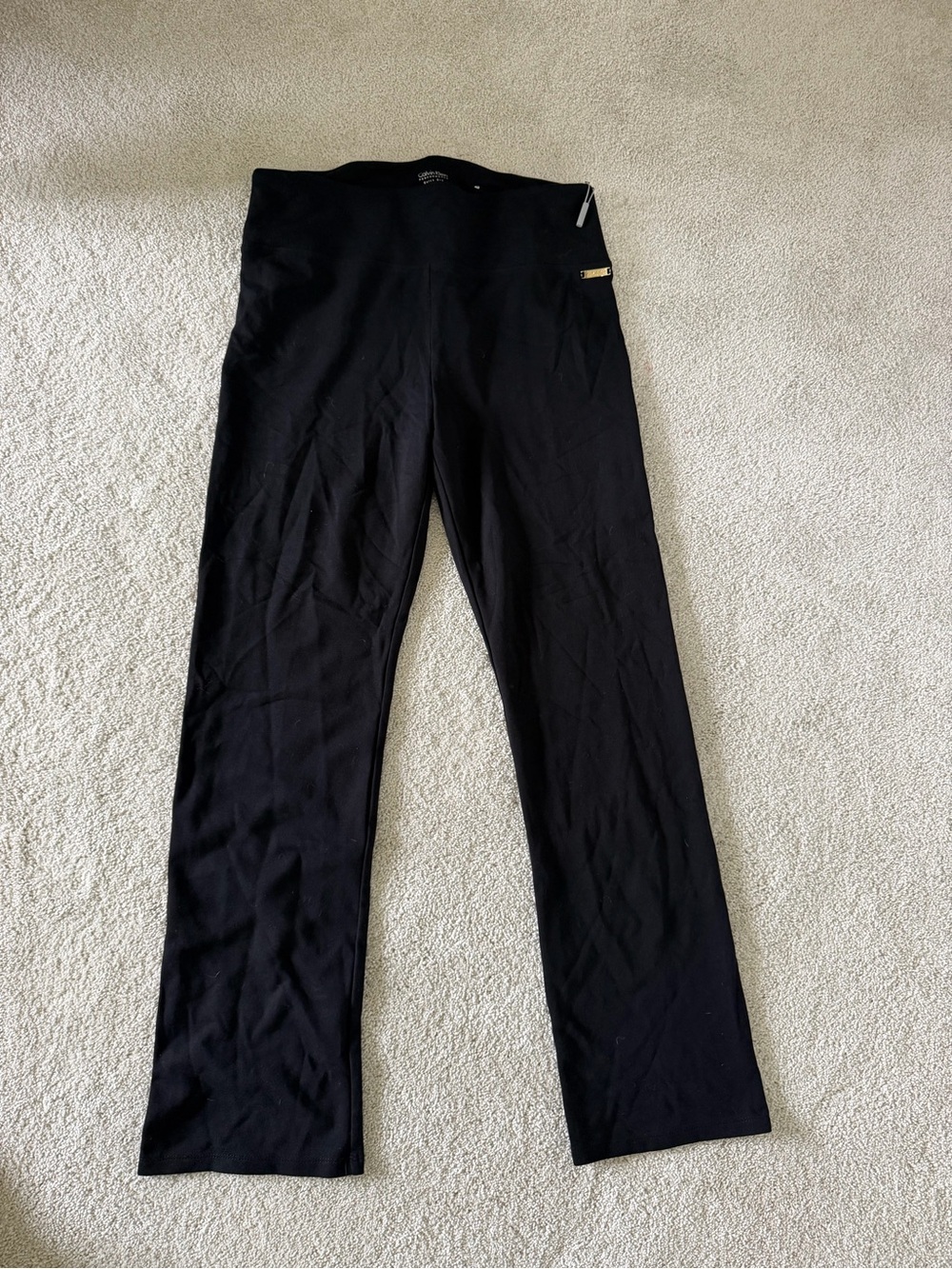 Calvin Klein Black Leggings with Gold Logo Plate